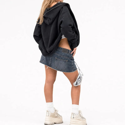 Urban Y2K Graphic Zip Hoodie Skull