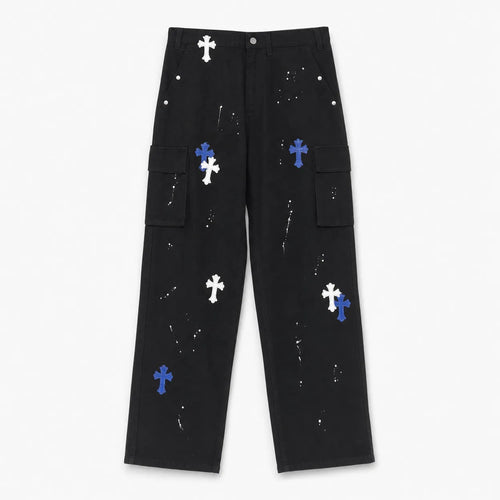 Baggy Jeans Cross Paint Splatter