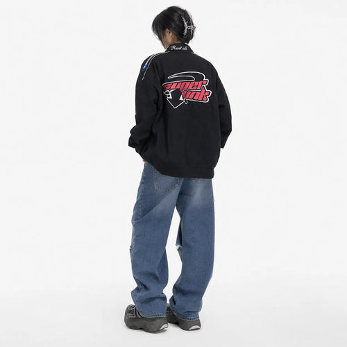 Racing Bomber Jacket Y2K Patches