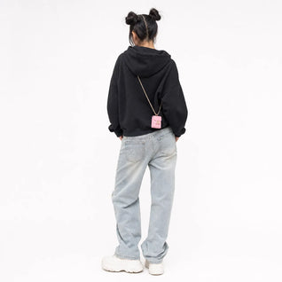 Embroidered Casual Zip Hoodie