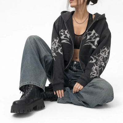 Speed Cartel Oversized Hoodie Flame Graphic
