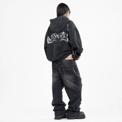 Speed Cartel Oversized Hoodie Flame Graphic