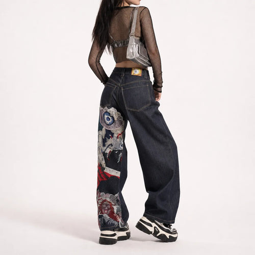 Baggy Japanese Embroidered Jeans