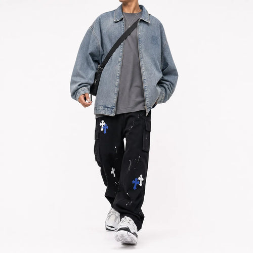 Baggy Jeans Cross Paint Splatter