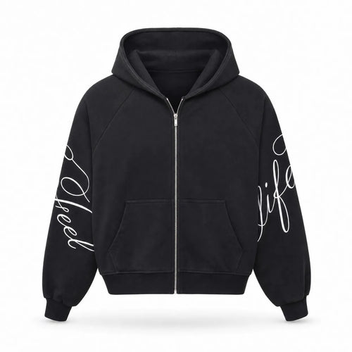 Zip Hoodie Calligraphy Script