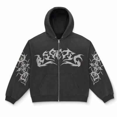 Urban Y2K Black / S Oversized Hoodie Flame Graphic