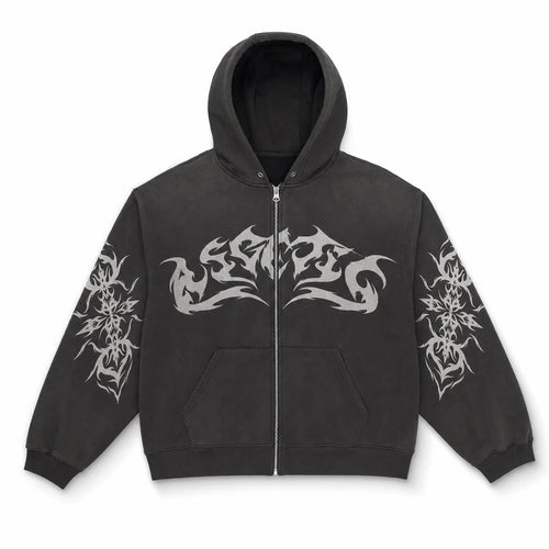 Oversized Hoodie Flame Graphic