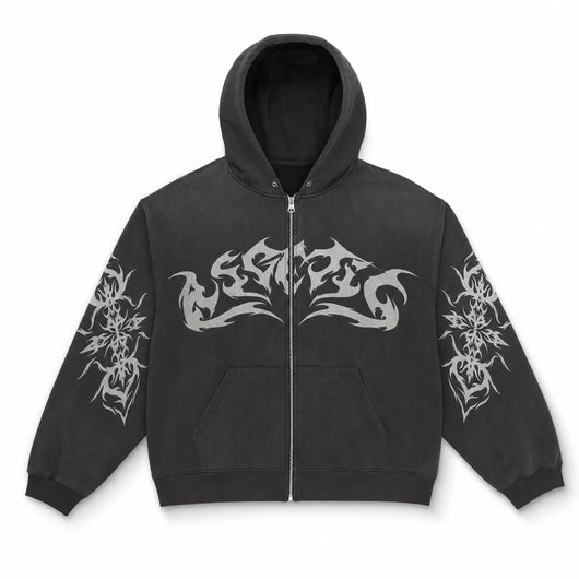 Urban Y2K Black / S Oversized Hoodie Flame Graphic
