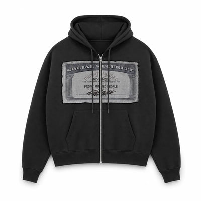 Urban Y2K Black / XS Zip Up Hoodie Social Security