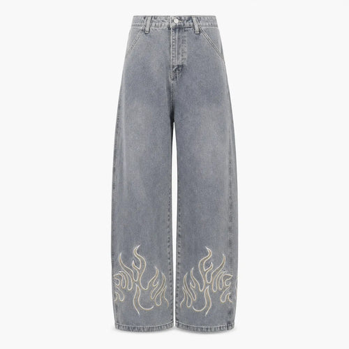 Embroidered Flame Logo Jeans