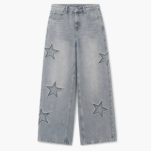 Star Pattern Embroidered Jeans