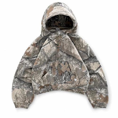 Camouflage Print Zip Hoodie