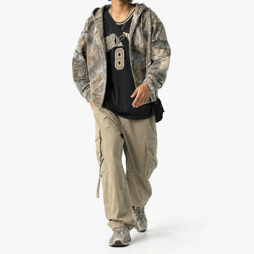 Camouflage Print Zip Hoodie
