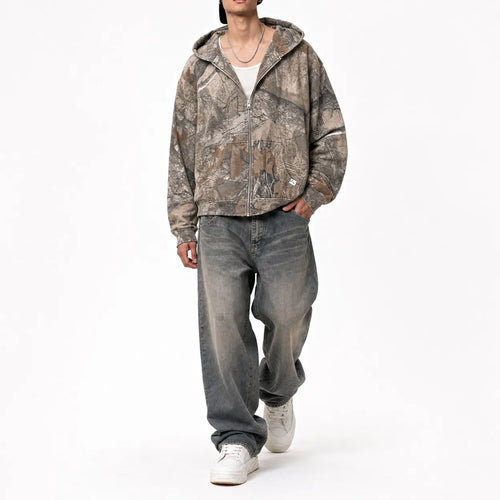 Camouflage Print Zip Hoodie