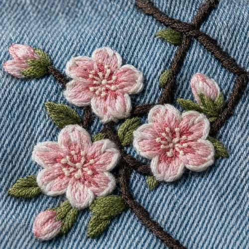 Cherry Blossom Embroidered Jeans
