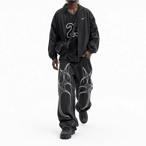 Cyber Embroidery Baggy Jeans