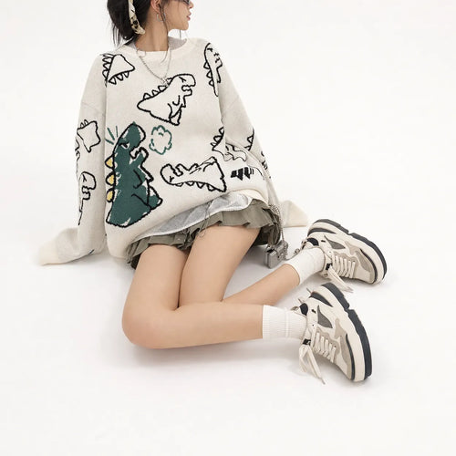 Dinosaur Graphic Knitted Jumper