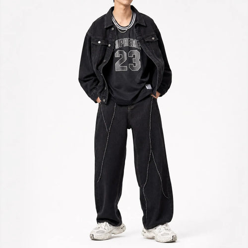 Distressed Graffiti Baggy Jeans