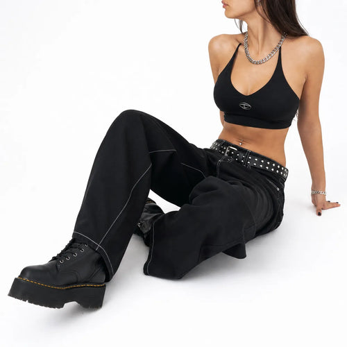 Embroidered Baggy Jeans Streetwear