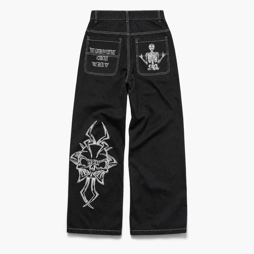 Embroidered Baggy Jeans Streetwear