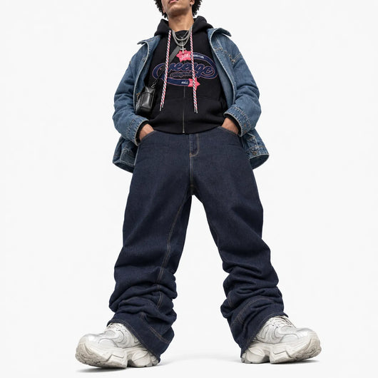 Urban Y2K Embroidered Casual Zip Hoodie