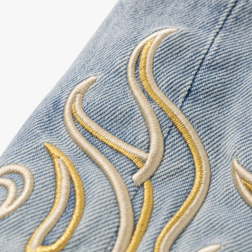 Embroidered Flame Logo Jeans