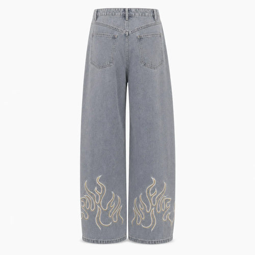 Embroidered Flame Logo Jeans