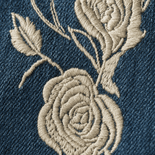 Embroidered Jeans Floral Style