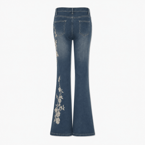Embroidered Jeans Floral Style