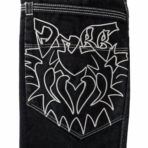 Embroidered Wide Leg Jeans