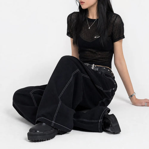 Embroidered Wide Leg Jeans