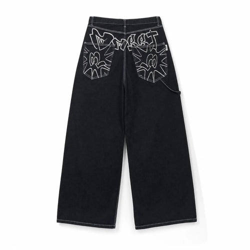Embroidered Wide Leg Jeans