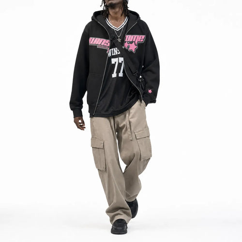 Full Zip Hoodie Oversized Y2K