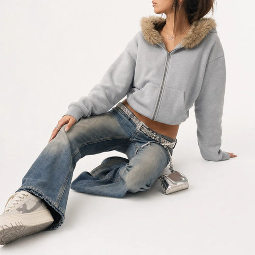 Furry Hooded Zip Hoodie