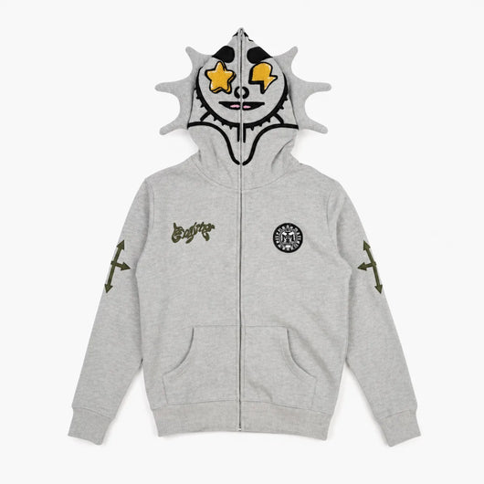 Urban Y2K Grey / XS Bandana Print Zip Hoodie