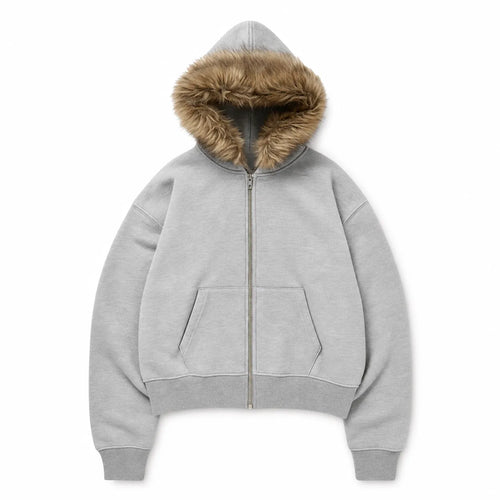 Furry Hooded Zip Hoodie