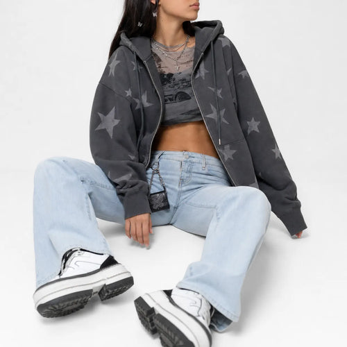 Grunge Star Zip Hoodie