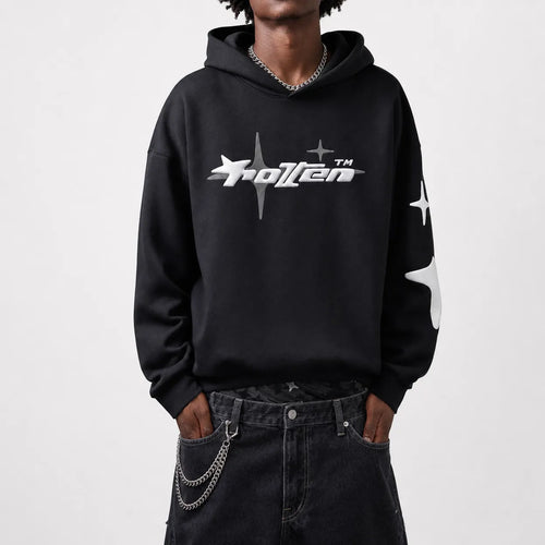 Hoodie Puff Print Star Sleeve