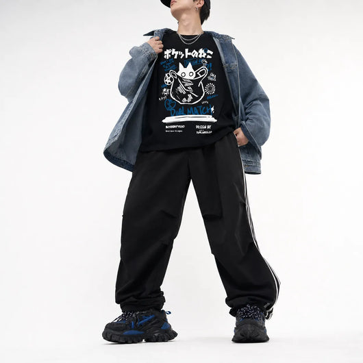 Urban Y2K Japanese Cat Graphic Tee