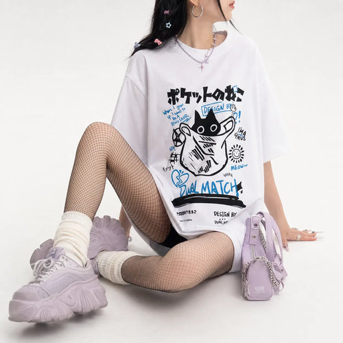 Japanese Cat T Shirt Women