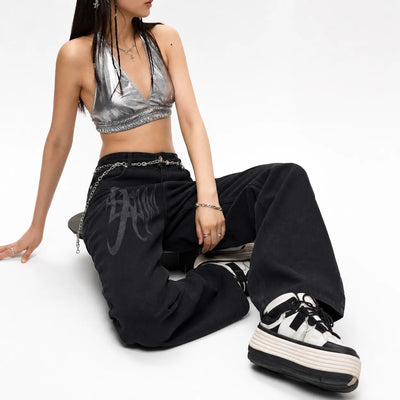 Urban Y2K Loose Fit Graffiti Jeans