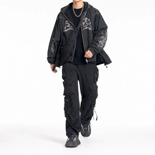 Oversized Hoodie Flame Graphic