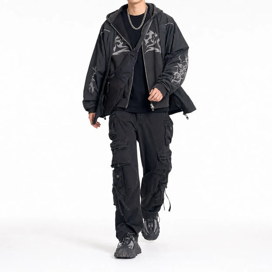 Urban Y2K Oversized Hoodie Flame Graphic