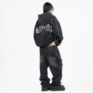 Oversized Hoodie Flame Graphic