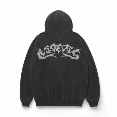 Urban Y2K Oversized Hoodie Flame Graphic