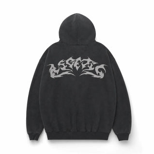 Oversized Hoodie Flame Graphic