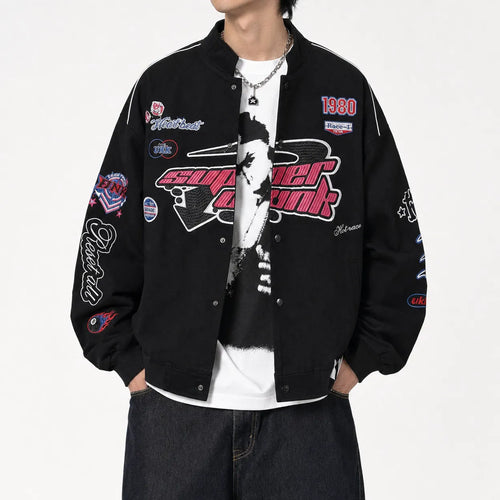 Racing Bomber Jacket Y2K Patches