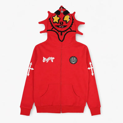 Urban Y2K Red / XS Bandana Print Zip Hoodie