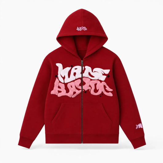Urban Y2K Red / XS Zip Hoodie Relaxed Fit