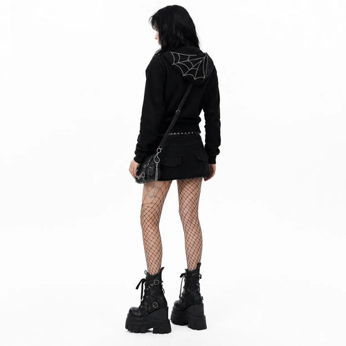 Rhinestone Cross Embroidered Hoodie
